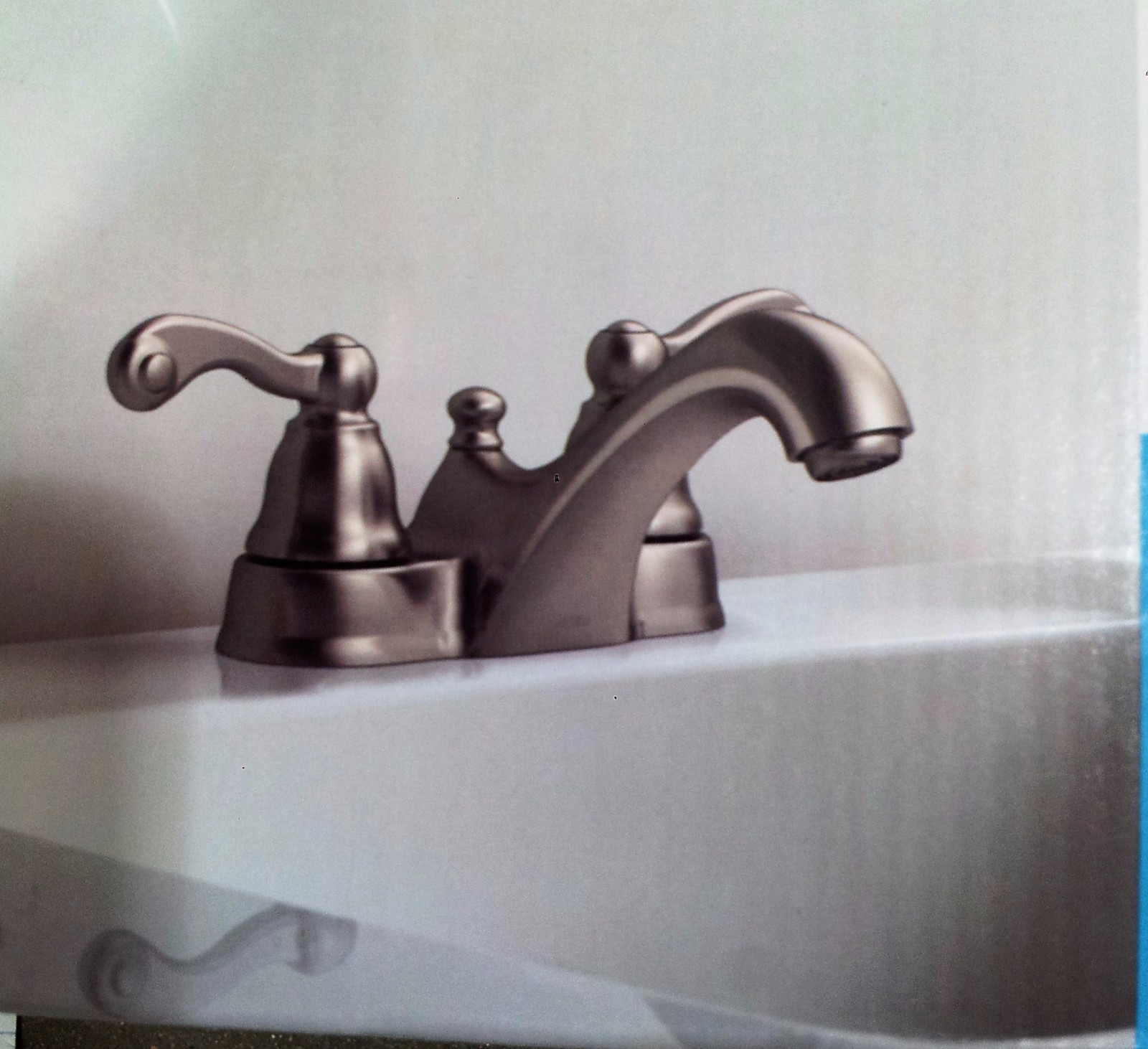 Moen Traditional Spot Resist Brushed Nickel Low Arc Bathroom Faucet Picture 1 Of 4