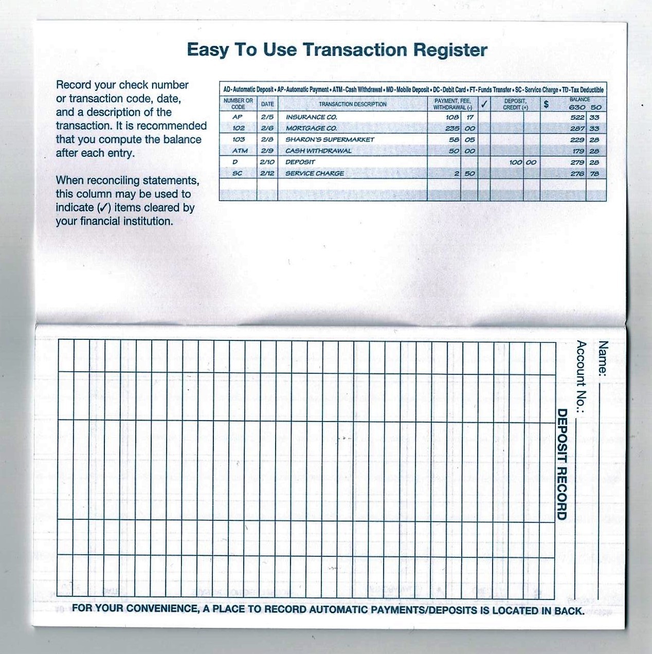 transaction register book