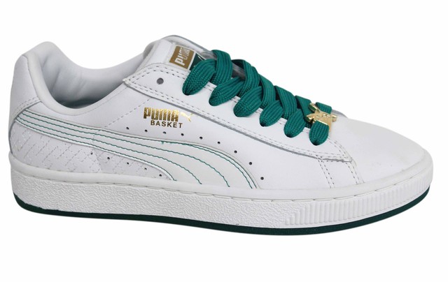 Puma Basket II da donna Bianco Verde Scarpe ginnastica in pelle con lacci 348969 Puma Basket II da donna Bianco Verde Scarpe ginnastica in pelle con lacci 348969
