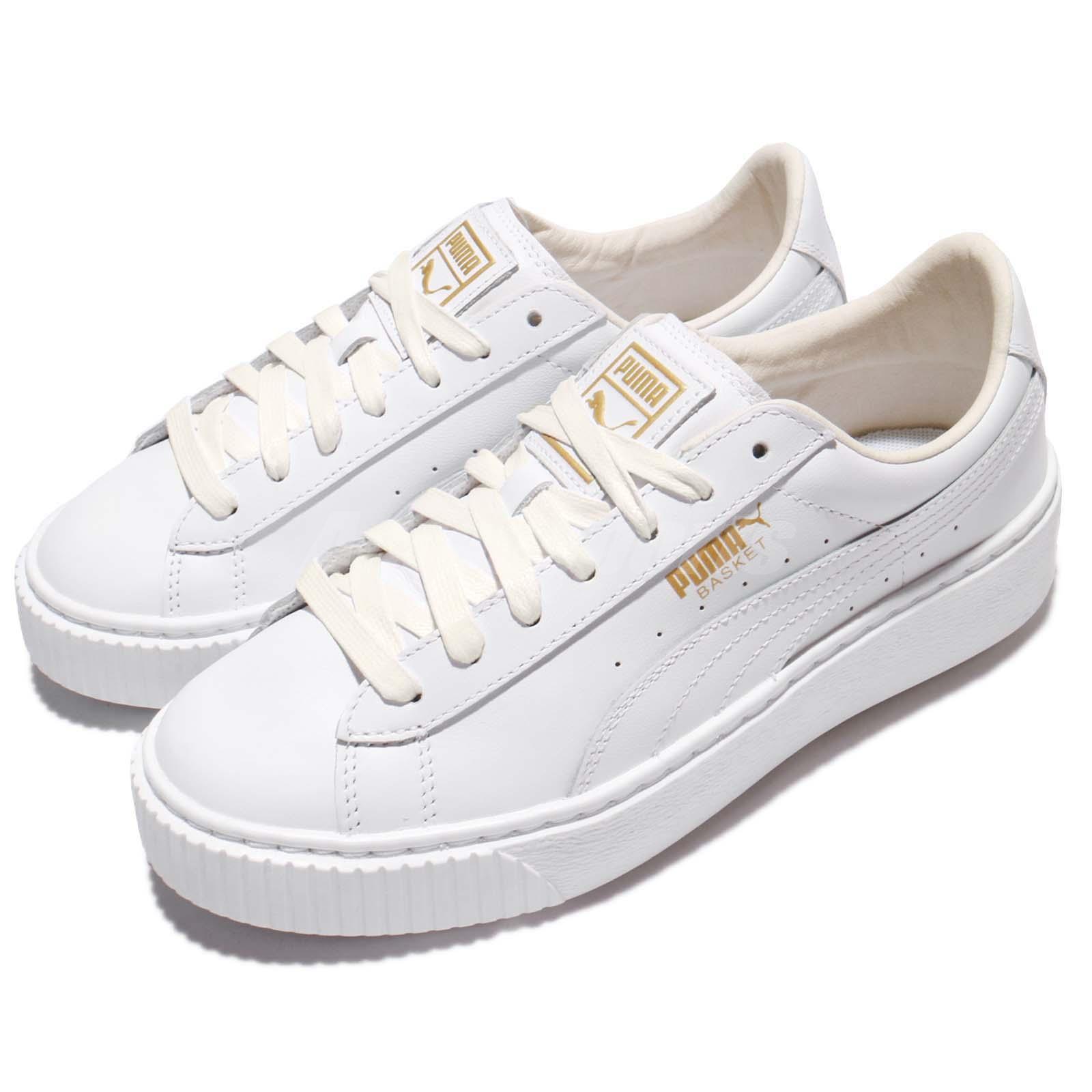 Puma Basket Platform Core White Gold Leather Women Shoes Sneakers 36404 004 Puma Basket Platform Core White Gold Leather Women Shoes Sneakers 36404 004