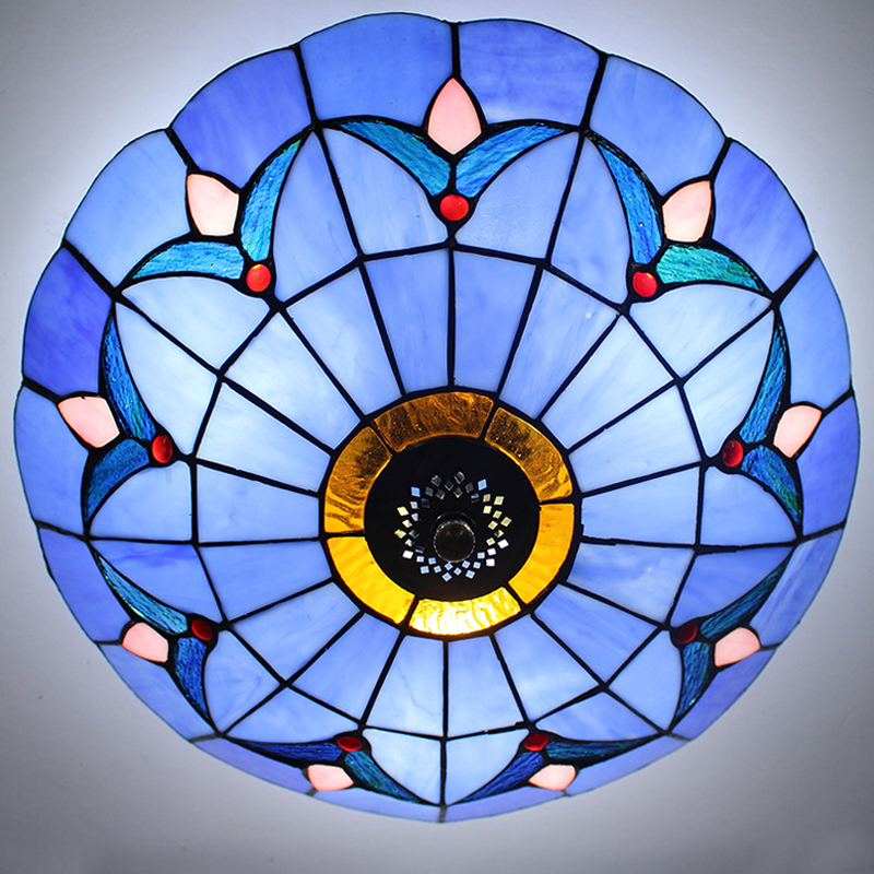 Tiffany Style Stained Glass Ceiling Lighting Fixture Flush Mount Picture 1 Of 6