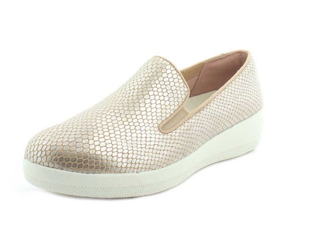FitFlop C19423 Womens SnakeEmbosssed Leather Loafers Silver Snake FitFlop C19423 Womens SnakeEmbosssed Leather Loafers Silver Snake