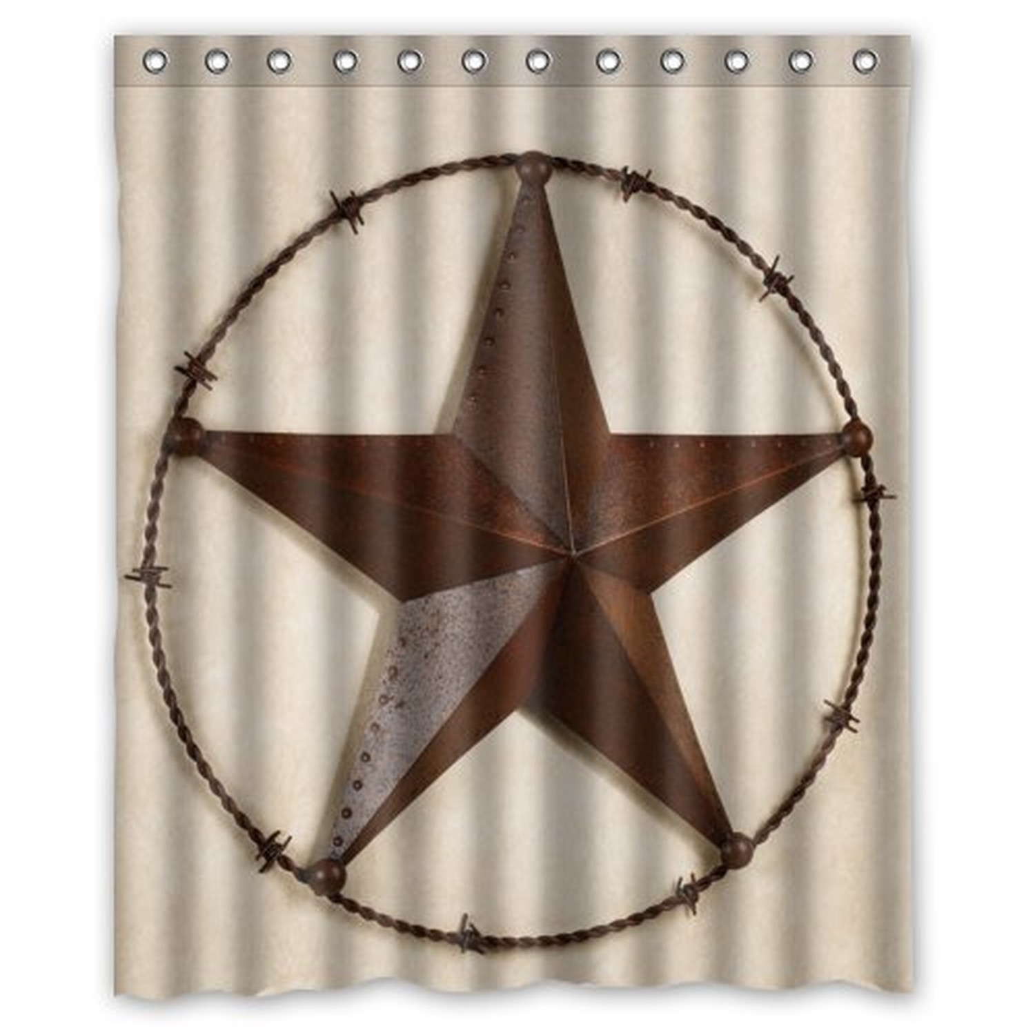 Waterproof Bathroom Western Texas Star Shower Curtain 60wx72h Inch Picture 1 Of 6