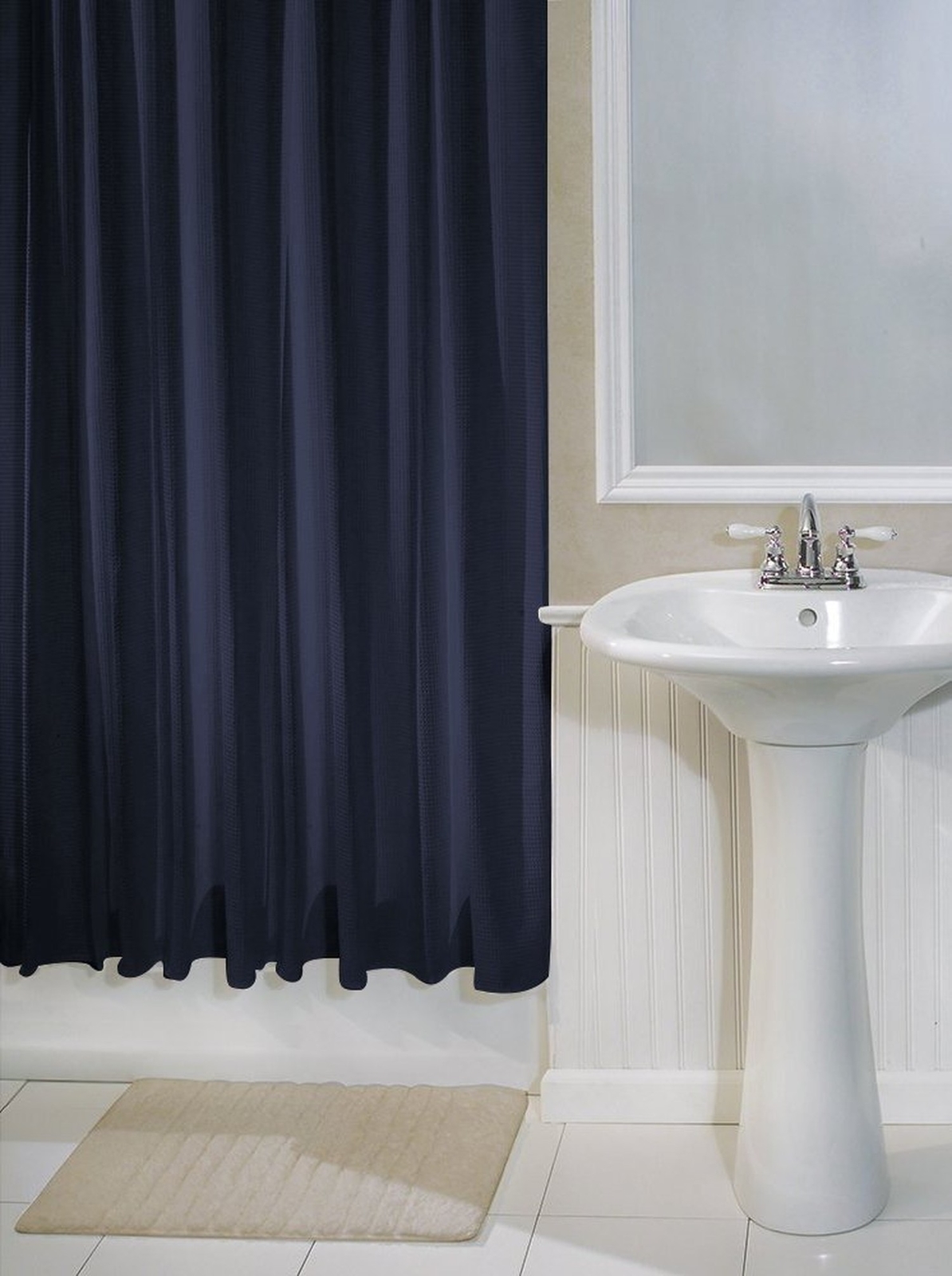 Interdesign York Hotel Fabric Shower Curtain Long 72 X 84 Navy Blue Picture 1 Of 4