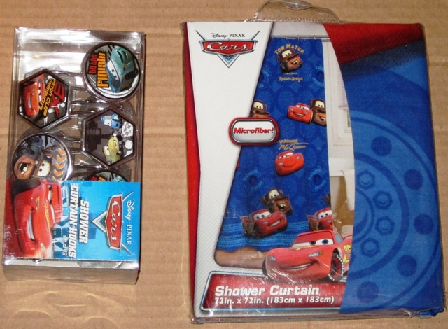 Disney Cars Mcqueen Mater 5 Pc Bath Set Fabric Shower Curtain 12 Disney Cars Mcqueen Mater Fabric Shower Curtain 12 Hooks