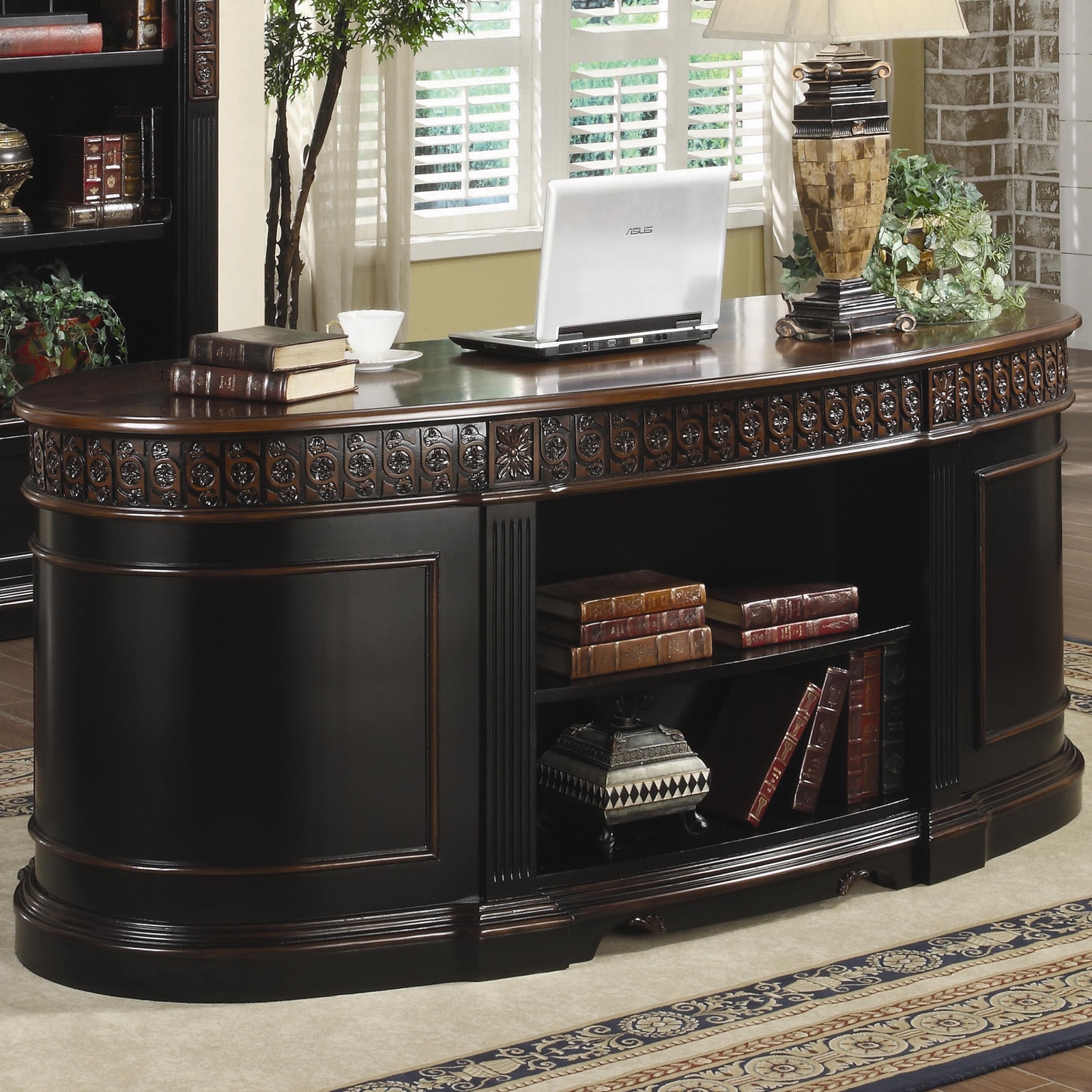 Coaster Nicolas Traditional Oval Executive Double Pedestal Desk Picture 1 Of