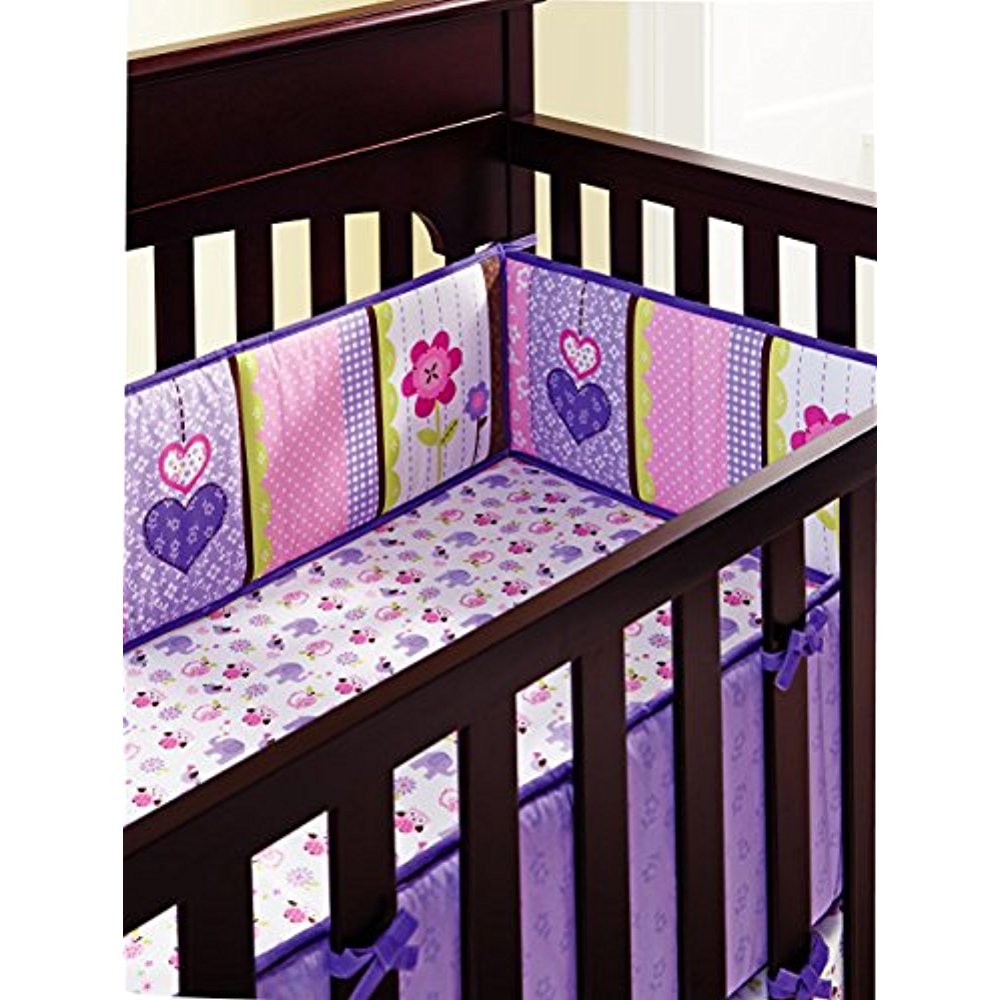 Baby Girls Purple Owl 6pcs Crib Bedding Set Bumpers Fleect Blanket Picture 1 Of 3
