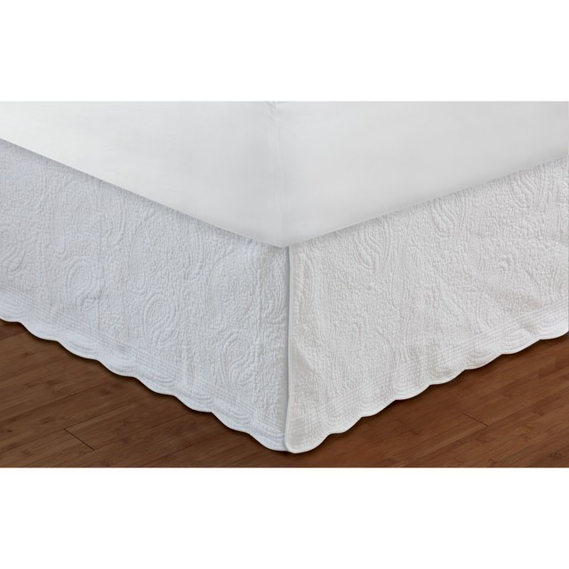 Greenland Home Fashions Queen Size Bedskirt Paisley Quilted White Greenland Home Fashions Paisley Quilted White Bedskirt