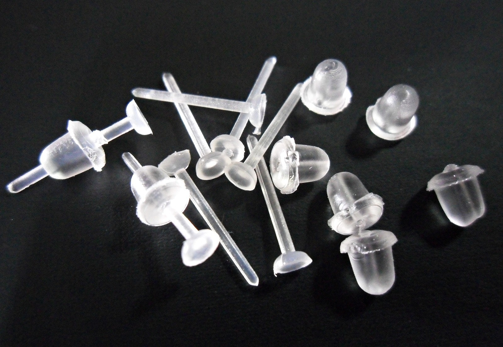 Invisible Clear Plastic Pierce Earring Pin Post Head Stud Back Pad Picture 1 Of 2