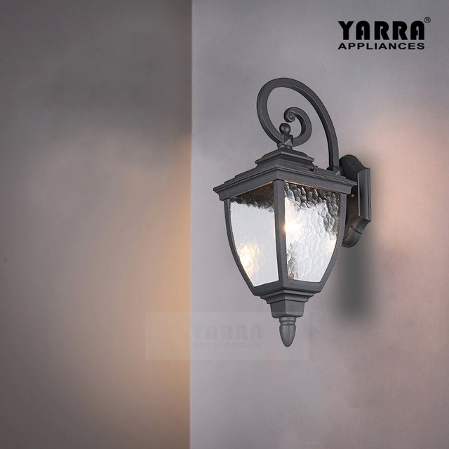 Black Vintage Aluminum 1lt Outdoor Wall Light Foggy Glass Victorian Black Vintage Aluminum 1lt Outdoor Wall Light Foggy Glass Victorian