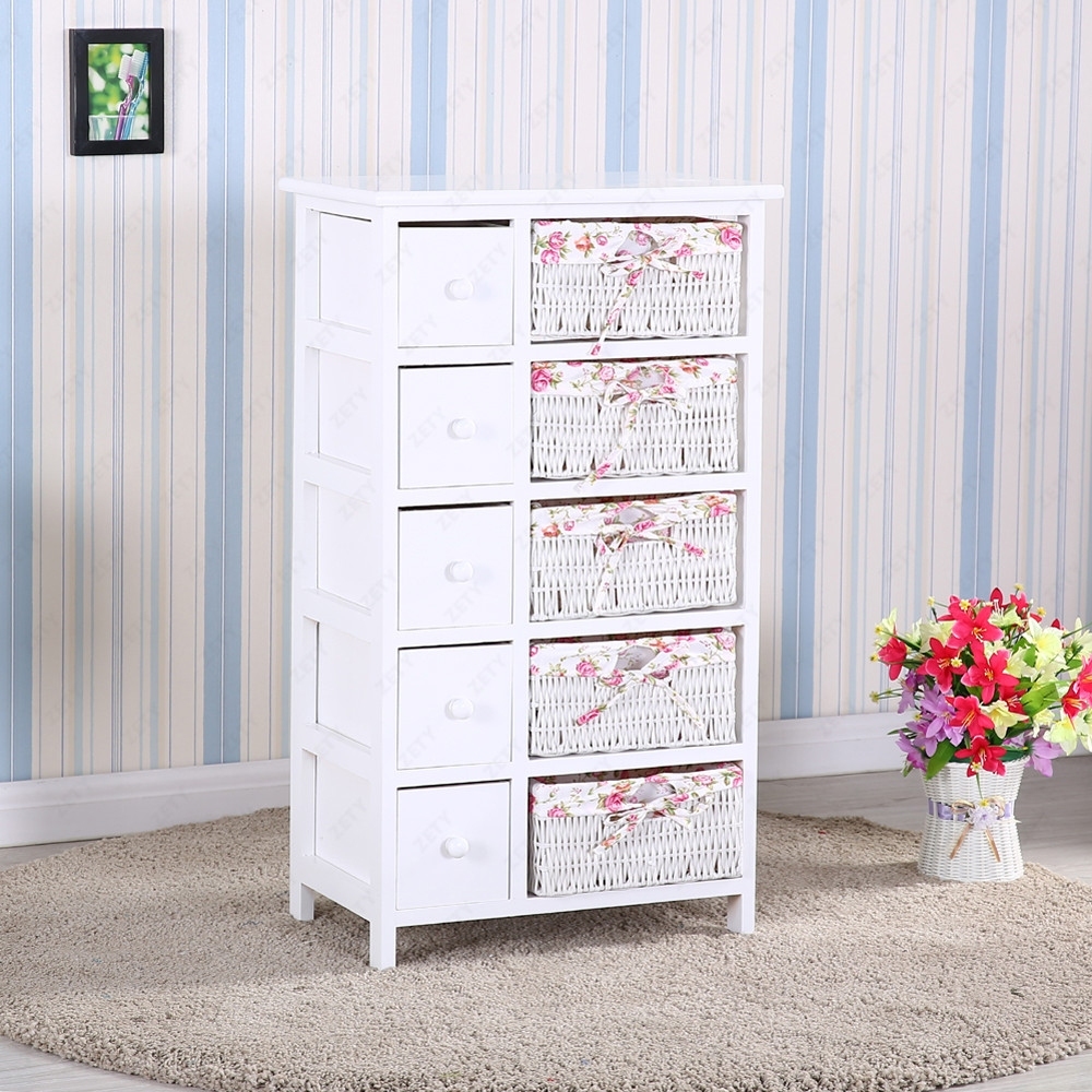 Wicker Dresser Ebay Bedroom Storage Dresser Chest 5 Drawers W Wicker Baskets Cabinet Wood Furniture