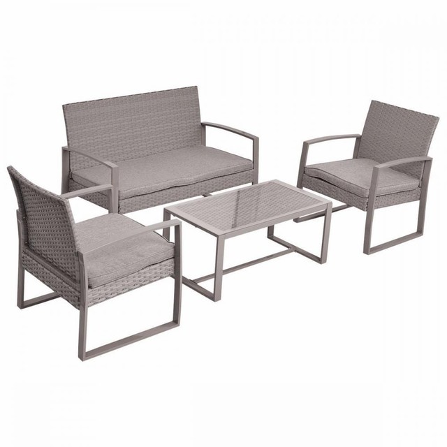 4 Pcs Outdoor Patio Sofa Set Sectional Furniture Pe Wicker Rattan 4 Pcs Outdoor Patio Sofa Set Sectional Furniture Pe Wicker Rattan Deck Couch Ls1
