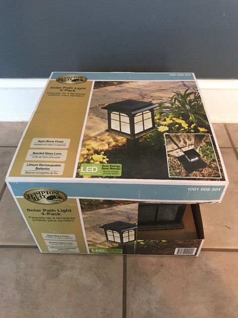 Hampton Bay Black Led Outdoor Solar Path Landscape Lights 4 Pack Hampton Bay Solar Pathway Light 4 Pack Rechargeable Led Aged Black Finish