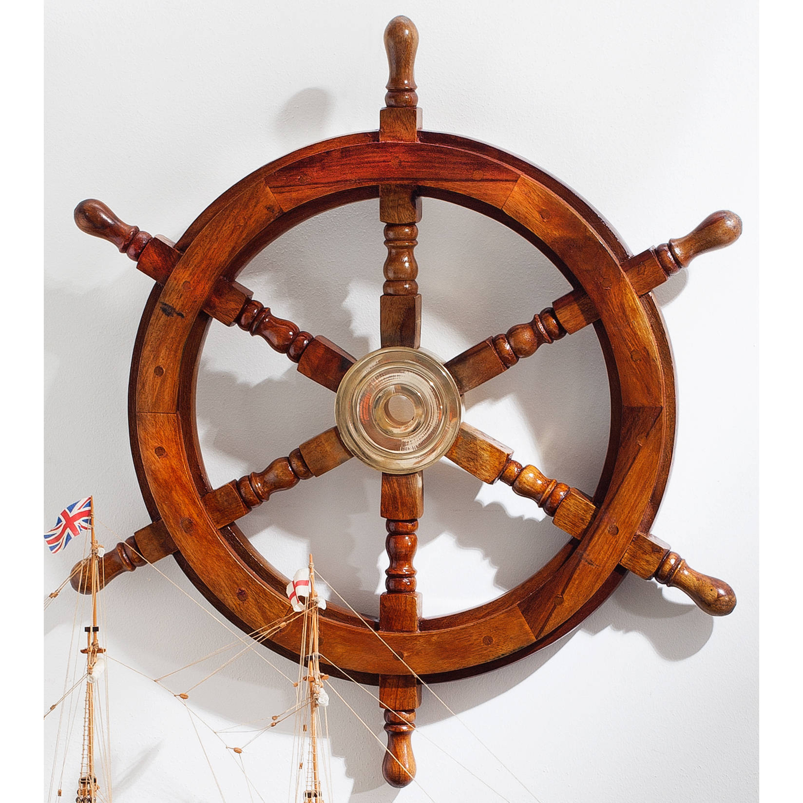 24 Wooden Ships Wheel With Brass Center Brand New T