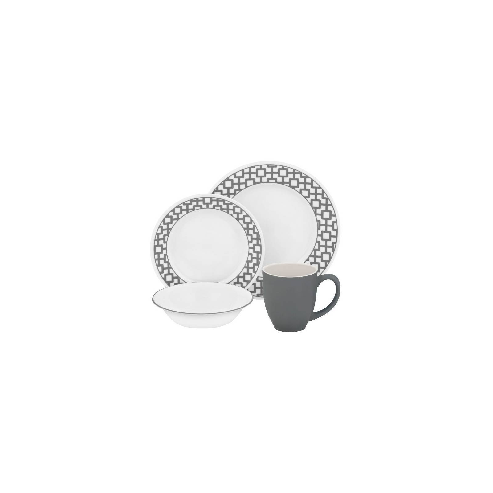 Corelle Impressions Urban Grid 16-pc Dinnerware Set Gray Checkered ... Corelle Impressions Urban Grid 16-pc Dinnerware Set Gray Checkered ...