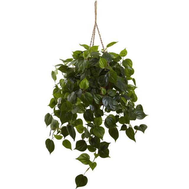 Nearly Natural Philodendron Hanging Plant In Basket Ebay Nearly Natural Philodendron Hanging Silk Plant Multi