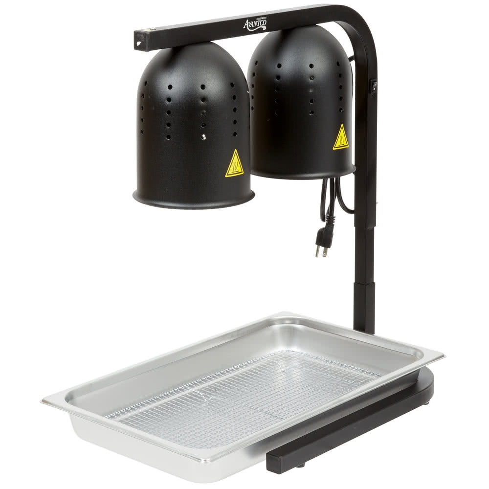 Heat Lamp Food Warmer 2 Bulb Standing Black Portable Commercial Pan 6