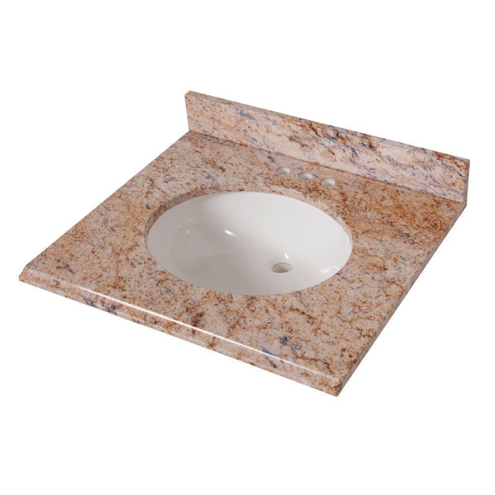 St Paul 25x22 Stone Effects Vanity Top Tuscan Sun With White Basin Picture 1 Of 3