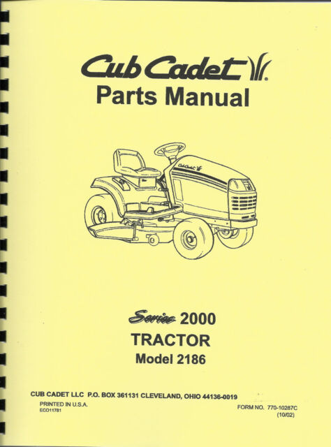 Cub Cadet 2186 Tractor Parts Manual | eBay