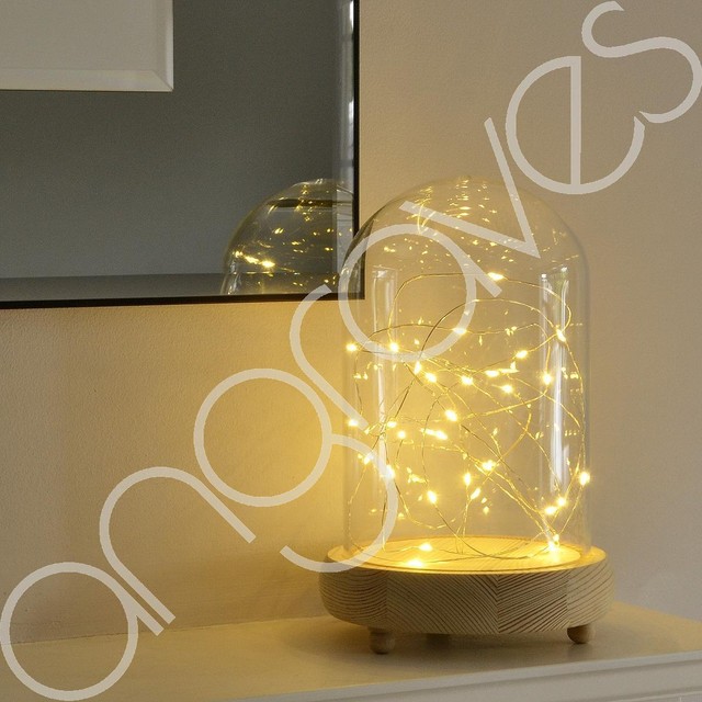Glass Dome Bell Jar With Led Lights Bedside Table Lamp No Trailing Glass Dome Bell Jar With Led Lights Bedside Table Lamp No Trailing Wires