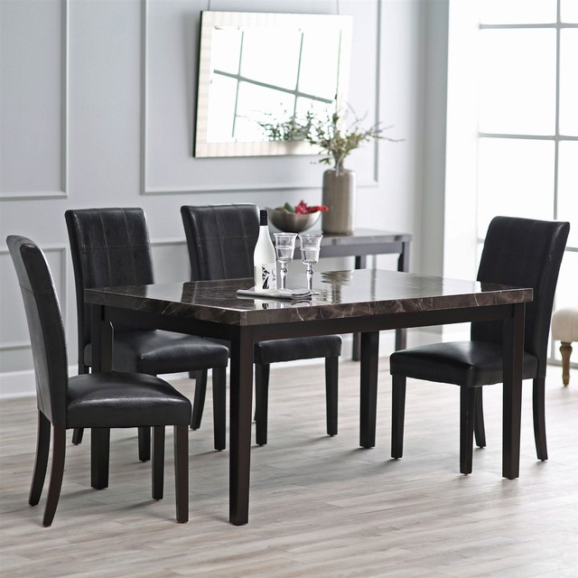 Contemporary 60 X 36 Inch Dining Table With Faux Marble Top Contemporary 60 X 36 Inch Dining Table With Faux Marble Top
