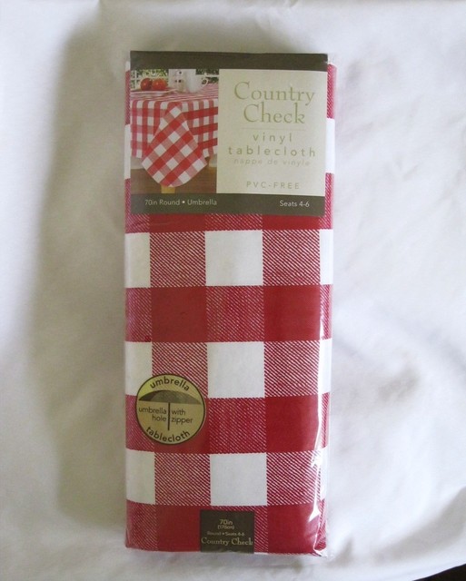 Red White Country Check Vinyl Patio Umbrella Hole Tablecloth Red White Country Check Vinyl Patio Umbrella Hole Tablecloth Zipper Pvc Free