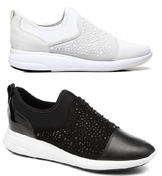 GEOX D721CB OPHIRA Sneakers donna slip on pelle tessuto strass traspirante GEOX D721CB OPHIRA Sneakers donna slip on pelle tessuto strass traspirante