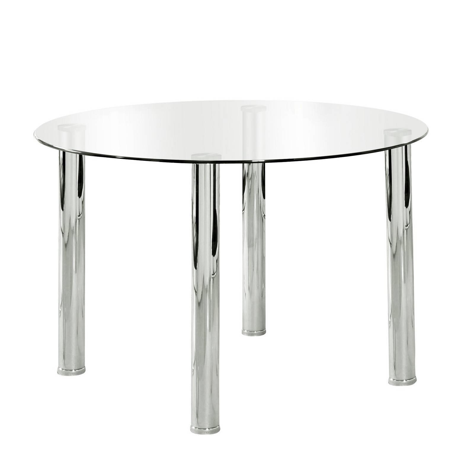 Glass Top Chrome Leg Round Dining Table Metal Furniture Of Picture 1 Of 2