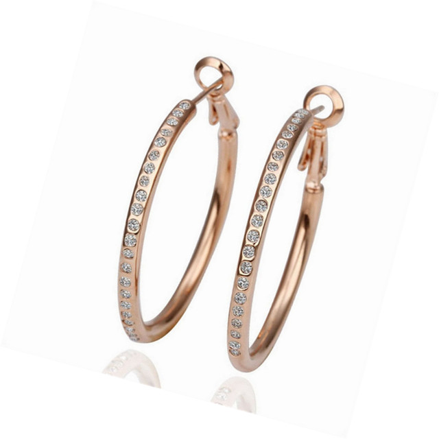 Nykkola 18k Rose Gold Plated Austrian Crystal Hoop Earring Ebay Nykkola 18k Rose Gold Plated Austrian Crystal Hoop Earring