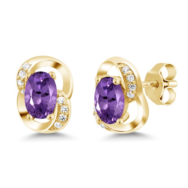 1 11 Ct Oval Purple Amethyst 18k Yellow Gold Plated Silver Earrings 1 11 Ct Oval Purple Amethyst 18k Yellow Gold Plated Silver Earrings