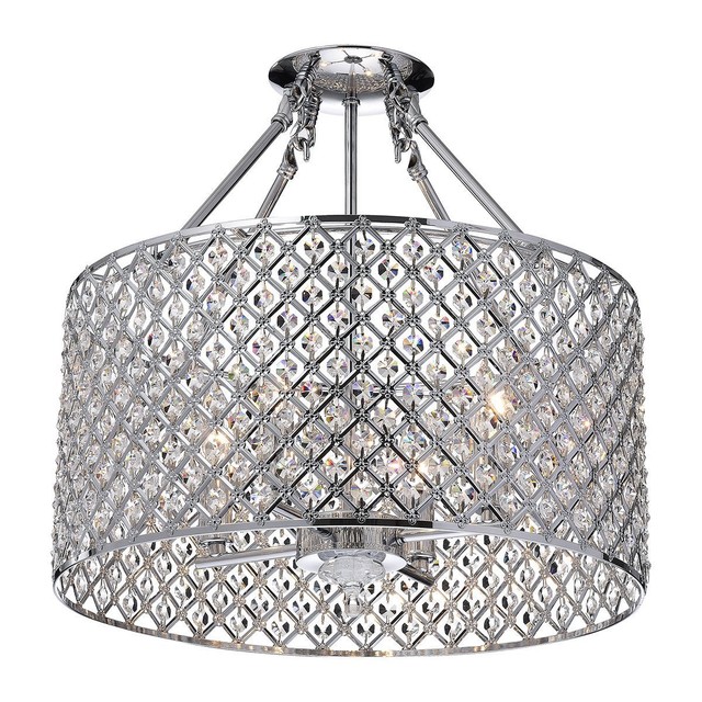 Edvivi Esg802ch Marya 4 Light Drum Semi Flush Mount Crystal Edvivi Esg802ch Marya 4 Light Drum Semi Flush Mount Crystal Chandelier Chrome Fi