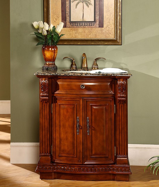 33 Granite Stone Top Single Sink Bathroom Vanity Cherry Finish 33 Inch Granite Stone Counter Top Bathroom Vanity Single Sink Cabinet 0206bb