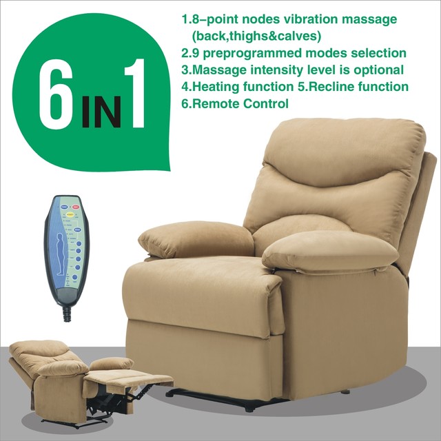 Microfiber Massage Chair Recliner Sofa Ergonomic Lounge Heated Microfiber Massage Chair Recliner Sofa Ergonomic Lounge Heated Control