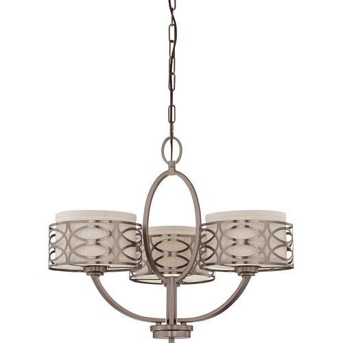 Nuvo Lighting 60 4724 Harlow 3 Light Chandelier With Khaki Fabric Nuvo Lighting 60 4724 Harlow 3 Light Chandelier With Khaki Fabric Shades Ebay