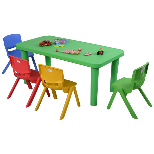 Kids Plastic Table And 4 Chairs Set Colorful Play School Home Fun New Kids Plastic Table And 4 Chairs Set Colorful Play School Home Fun Furniture