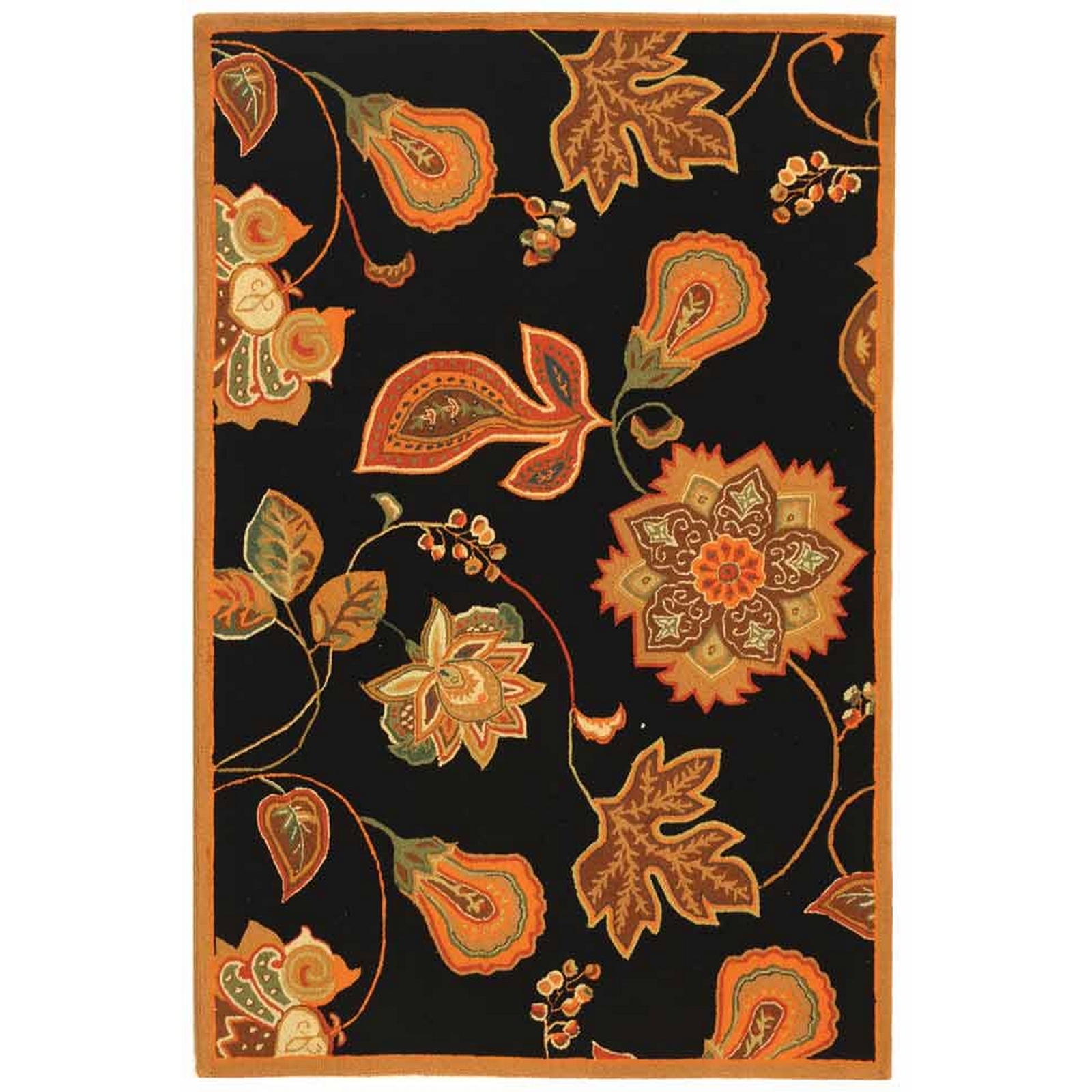 Safavieh Chelsea Collection Hk 209 C Hand Hooked Black And Orange Picture 1 Of