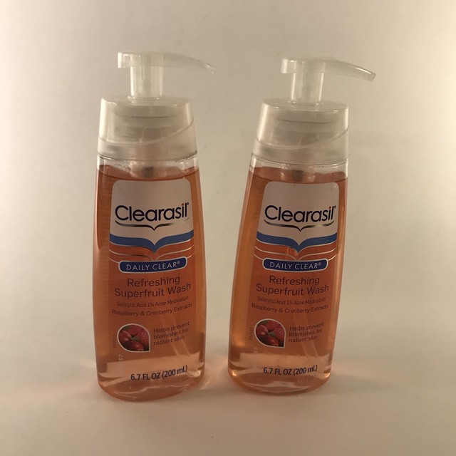 3 Pack Clearasil Daily Clear Refreshing SuperFruit Wash 6.7 Oz Each Burts Bees Sensitive Facial Cleansing Towelettes with Cotton Extract 30 ea (Pack of 6)
