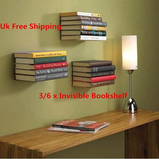 3 6pcs Invisible Bookshelf Wall Mounted Floating Book Shelf 3 6pcs Invisible Bookshelf Wall Mounted Floating Book Shelf Shelves Storage Sy