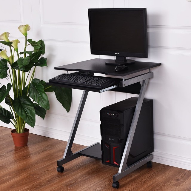 Office Home Compact Computer Desk Pc With Keyboard Shelf Wheels Office Home Compact Computer Desk Pc With Keyboard Shelf Wheels Work Study Table