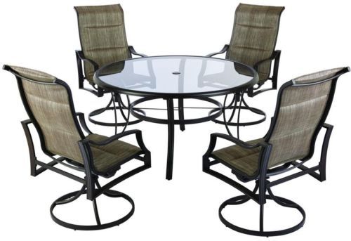 Hampton Bay Statesville 5 Piece Padded Sling Patio Dining Set With Hampton Bay Statesville 5 Piece Padded Sling Patio Dining Set With Gl Top