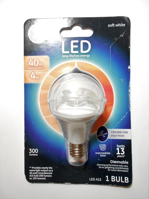 Ceiling Fan Dimmable 40w Replacement 4w Ge Led Light Bulb A15 300 Ge Led Long Life Low Energy Ceiling Fan Light Bulb A15 300 Lumens Dimmable Sw