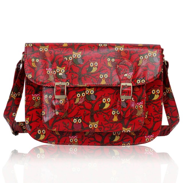 13 Women College School Owl Satchel Designer Las Oil Cloth Picture 2 Of 4