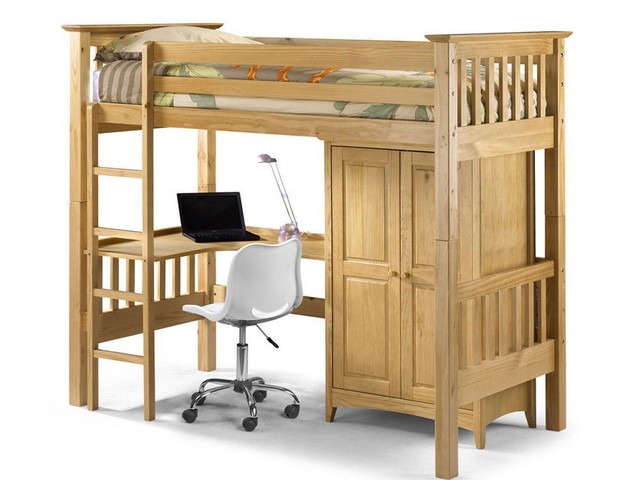 Julian Bowen Barcelona Bedsitter Pine Bunk Bed 90cm With Wardrobe Julian Bowen Bedsitter Solid Pine Bunkbed 3ft Single