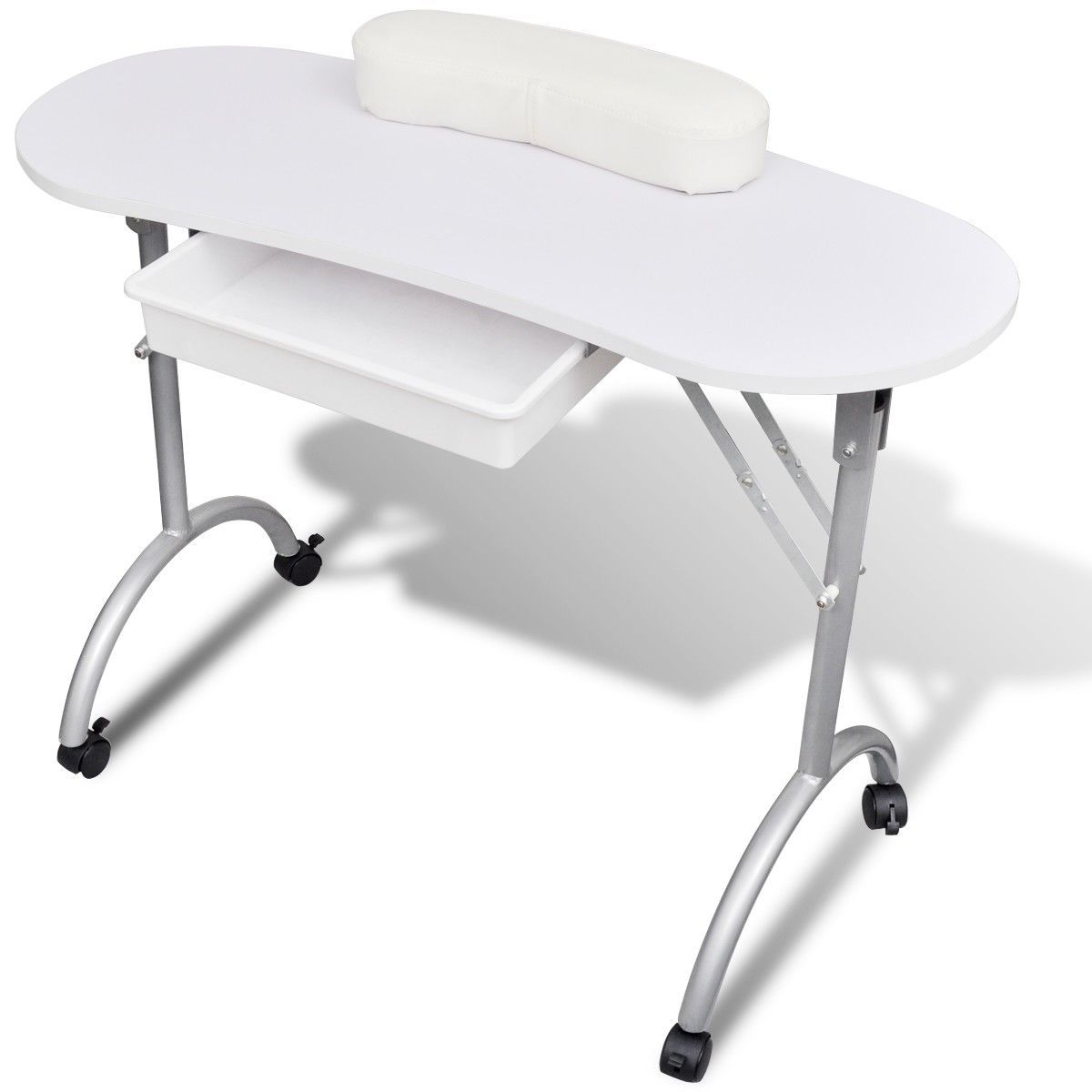 Portable White Manicure Nail Station Table Beauty Salon Spa Desk Picture 1 Of 6
