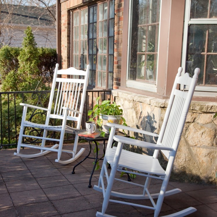 Wooden Rocking Chairs White Set 2 Outdoor Wood Rocker Patio Picture 1 Of 3