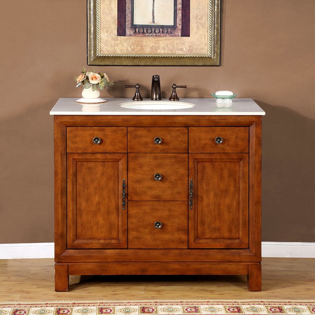 42 Single Bathroom Sink Vanity Cream Marble Stone Countertop Bath 42 Inch Single Sink Bathroom Vanity Cabinet Marble Top Bath Furniture 0911cm