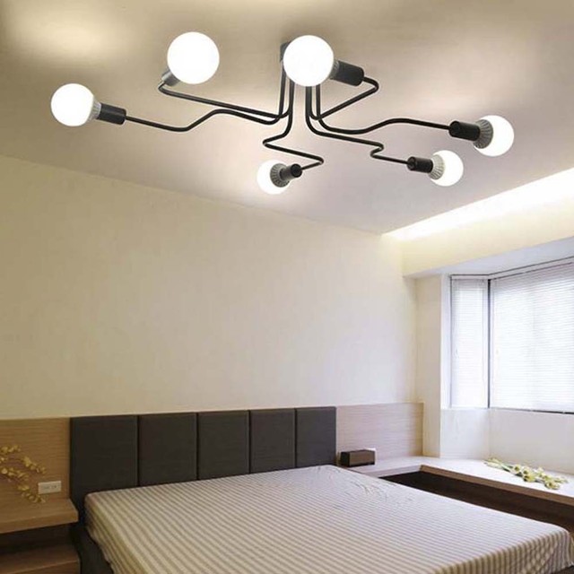 Industrial Vintage Semi Flush Mount Ceiling Light Pendant Lamp Industrial Semi Flush Chandelier Ceiling Light Pendant Lamp Loft Indoor Fixture