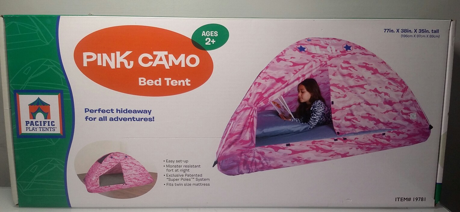 Pacific Play Tents 19781 Kids Pink Camo Bed Tent Playhouse Twin Size