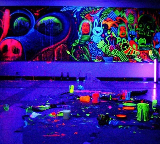 8pcs Neon Nights UltraViolet UV Black Light Fluorescent Glow Luminous Wall Paint eBay