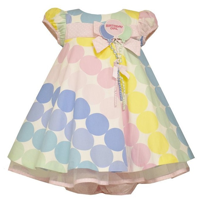 Bonnie Jean Baby Girls Pastel Polka Dot Balloon 1st Birthday Party